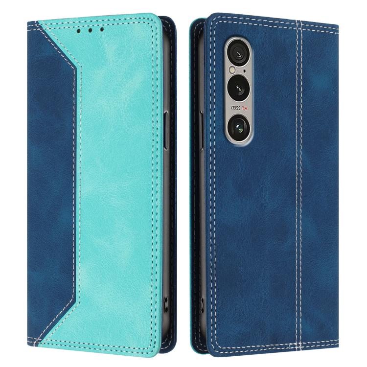 For Sony Xperia 1 VI Skin Feel Two-tone RFID Blocking Vegan Leather Phone Case