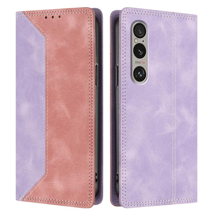 For Sony Xperia 1 VI Skin Feel Two-tone RFID Blocking Vegan Leather Phone Case