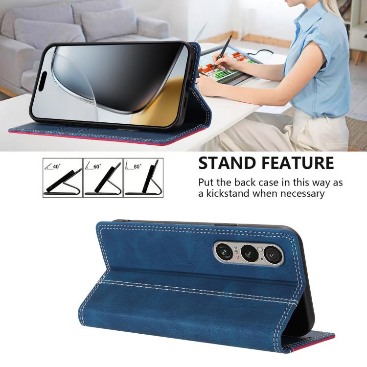 For Sony Xperia 1 VI Skin Feel Two-tone RFID Blocking Vegan Leather Phone Case