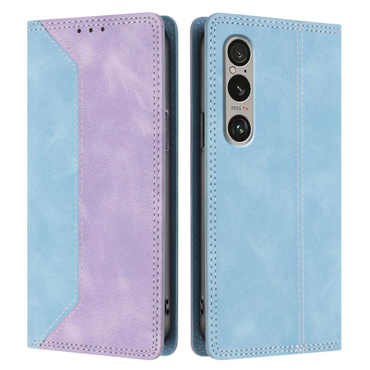 For Sony Xperia 1 VI Skin Feel Two-tone RFID Blocking Vegan Leather Phone Case