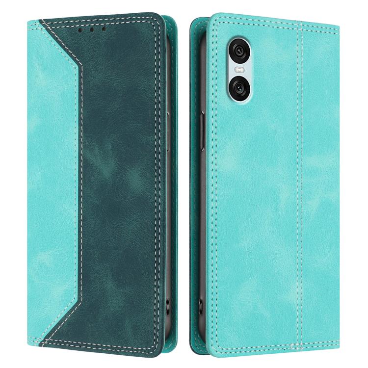 For Sony Xperia 10 VII Skin Feel Two-tone RFID Blocking Vegan Leather Phone Case