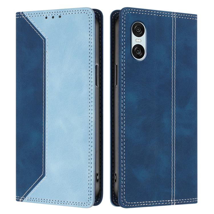For Sony Xperia 10 VII Skin Feel Two-tone RFID Blocking Vegan Leather Phone Case