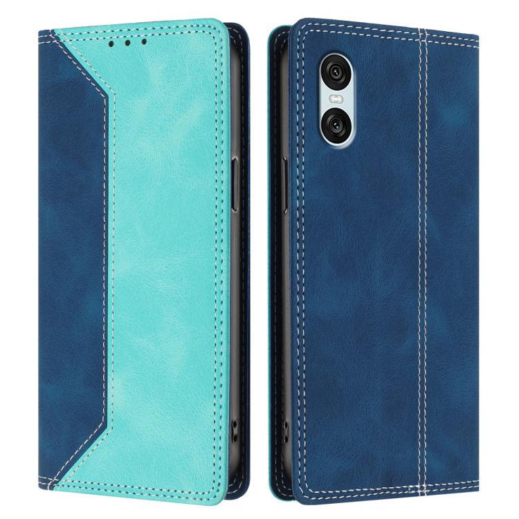 For Sony Xperia 10 VII Skin Feel Two-tone RFID Blocking Vegan Leather Phone Case