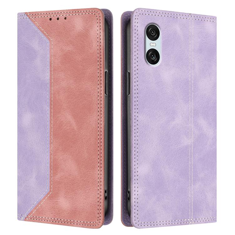 For Sony Xperia 10 VII Skin Feel Two-tone RFID Blocking Vegan Leather Phone Case