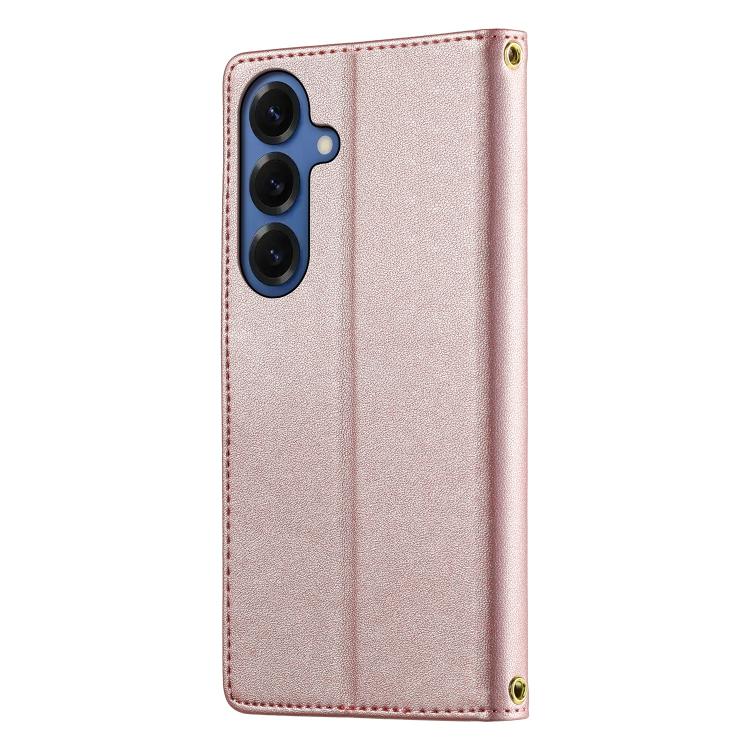 For Galaxy S26+ 5G Cute Cats Magnetic Closure Vegan Leather Phone Case with Strap