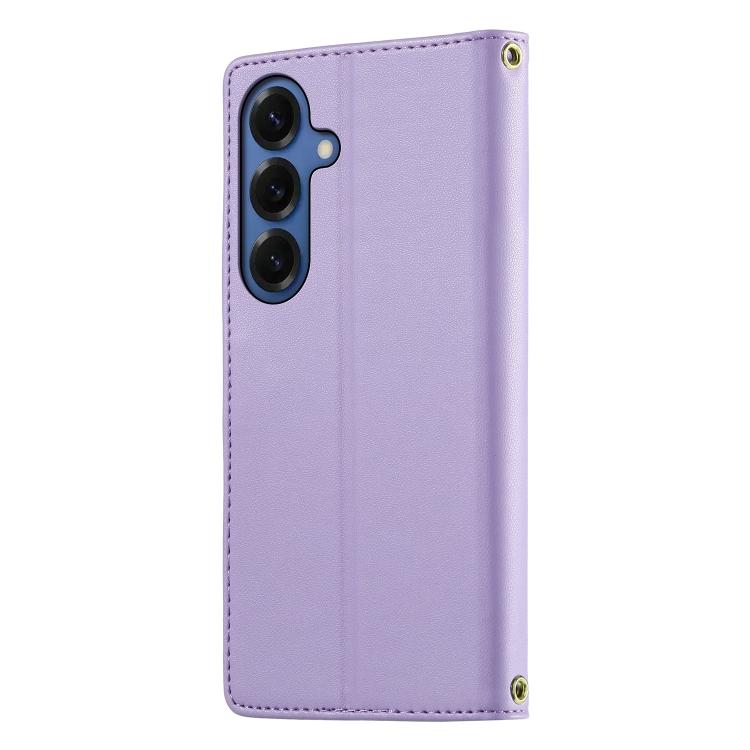 For Galaxy S26+ 5G Cute Cats Magnetic Closure Vegan Leather Phone Case with Strap