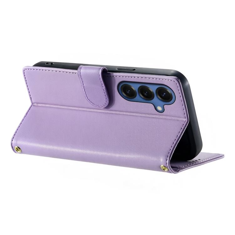 For Galaxy S26+ 5G Cute Cats Magnetic Closure Vegan Leather Phone Case with Strap