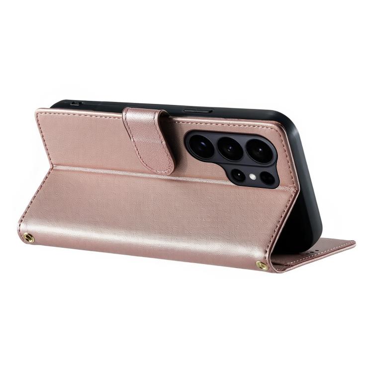 For Galaxy S26 Ultra 5G Cute Cats Magnetic Closure Vegan Leather Phone Case with Strap