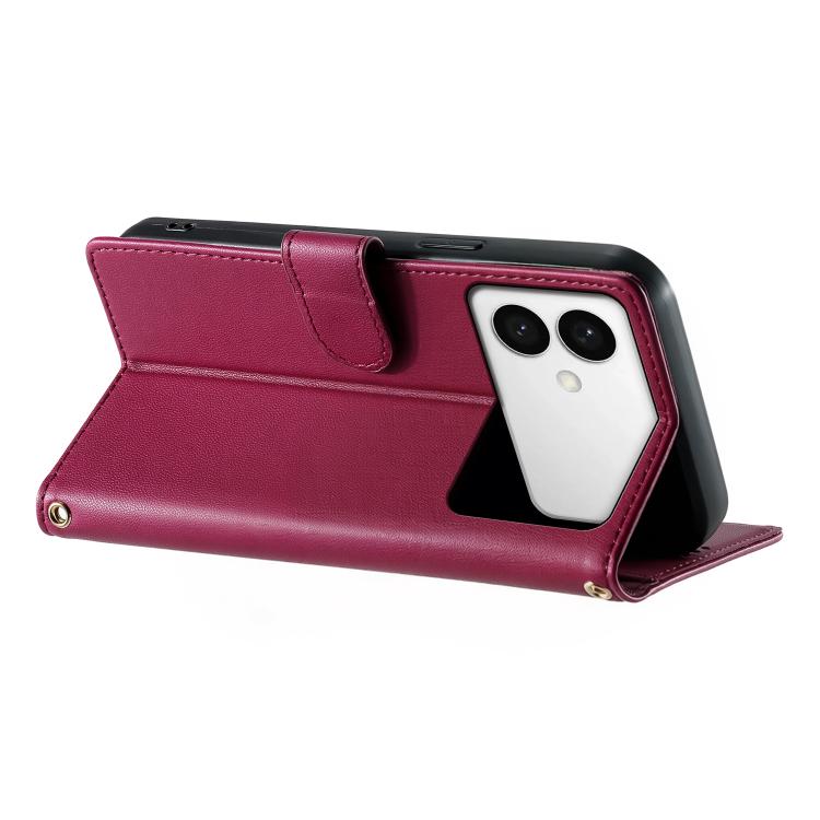 For Galaxy S26 Edge 5G Cute Cats Magnetic Closure Vegan Leather Phone Case with Strap