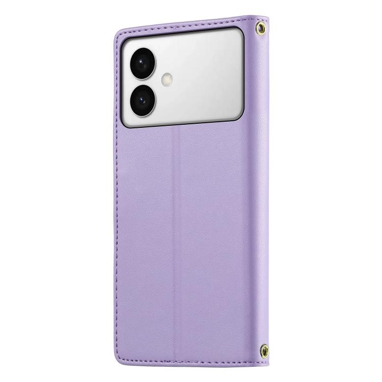 For Galaxy S26 Edge 5G Cute Cats Magnetic Closure Vegan Leather Phone Case with Strap