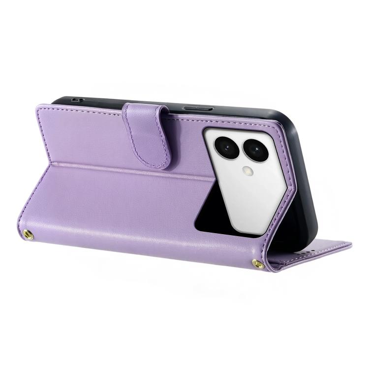 For Galaxy S26 Edge 5G Cute Cats Magnetic Closure Vegan Leather Phone Case with Strap