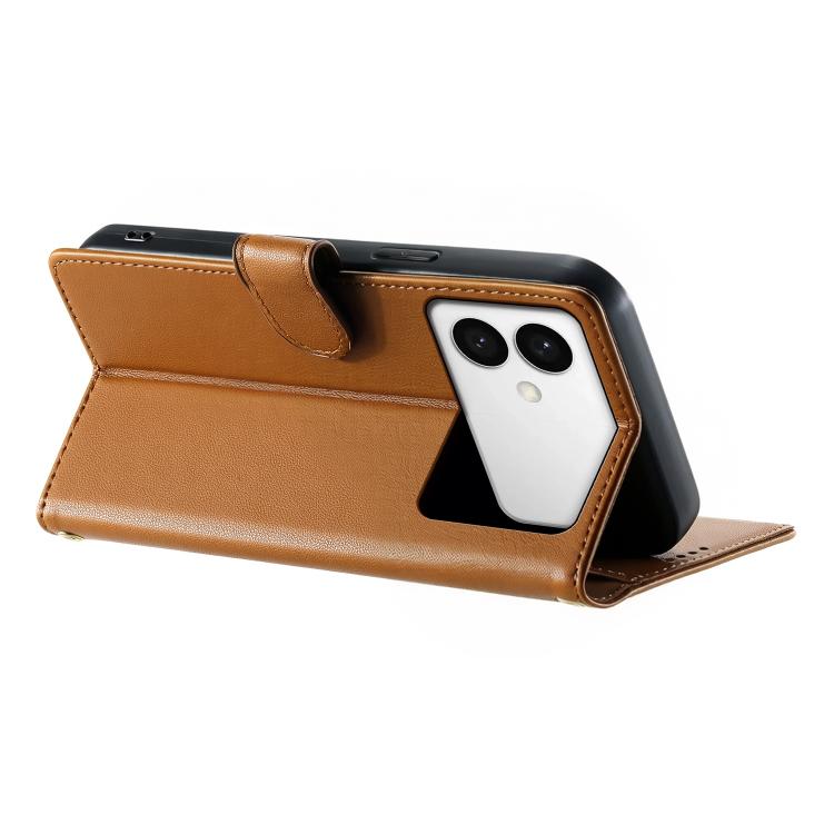 For Galaxy S26 Edge 5G Cute Cats Magnetic Closure Vegan Leather Phone Case with Strap