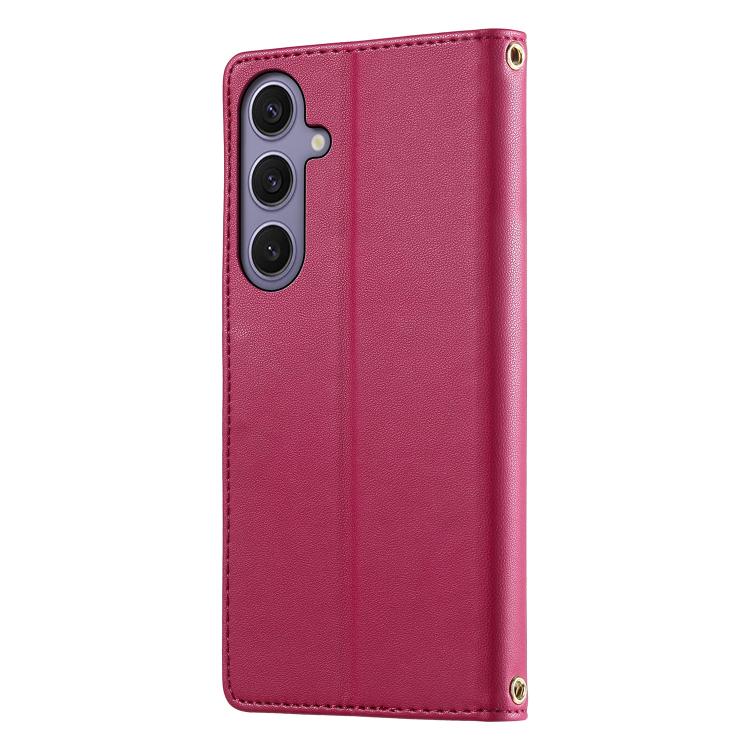 For Galaxy S25+ 5G / S24+ 5G Cute Cats Magnetic Closure Vegan Leather Phone Case with Strap