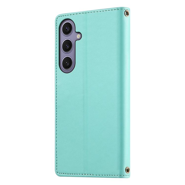 For Galaxy S25+ 5G / S24+ 5G Cute Cats Magnetic Closure Vegan Leather Phone Case with Strap