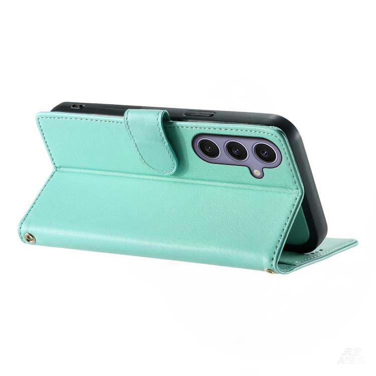 For Galaxy S25+ 5G / S24+ 5G Cute Cats Magnetic Closure Vegan Leather Phone Case with Strap