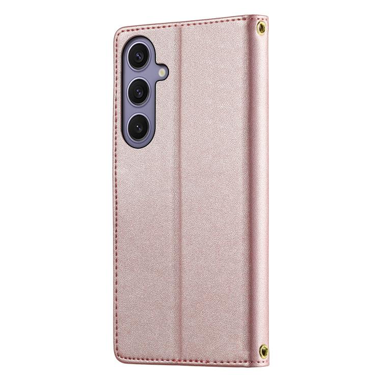 For Galaxy S25+ 5G / S24+ 5G Cute Cats Magnetic Closure Vegan Leather Phone Case with Strap