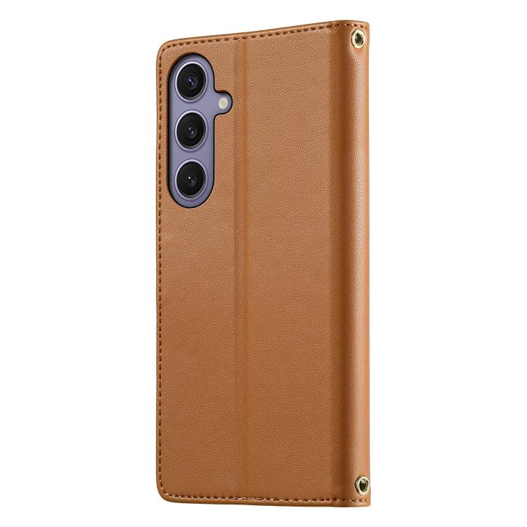 For Galaxy S25+ 5G / S24+ 5G Cute Cats Magnetic Closure Vegan Leather Phone Case with Strap