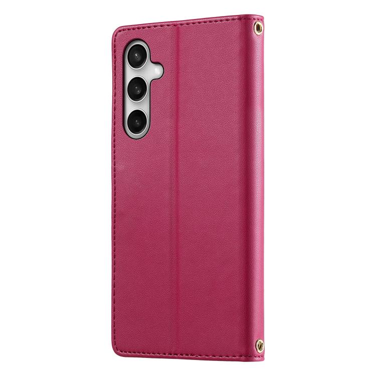 For Galaxy S25 FE 5G Cute Cats Magnetic Closure Vegan Leather Phone Case with Strap