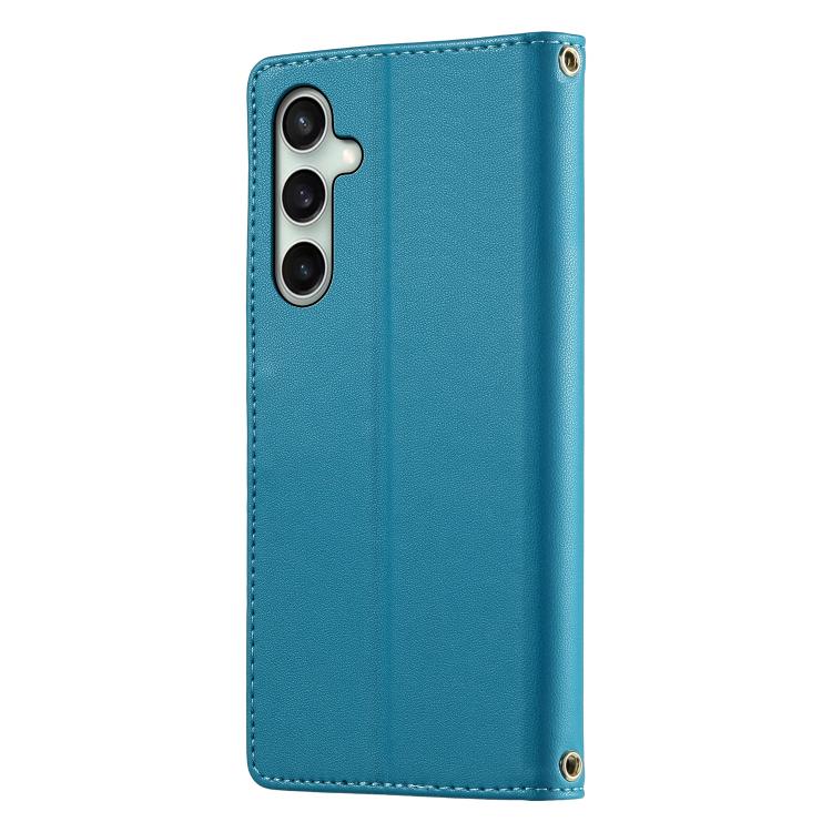 For Galaxy S24 FE 5G Cute Cats Magnetic Closure Vegan Leather Phone Case with Strap
