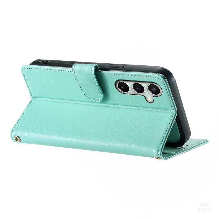 For Galaxy S24 FE 5G Cute Cats Magnetic Closure Vegan Leather Phone Case with Strap