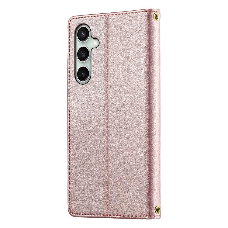 For Galaxy S24 FE 5G Cute Cats Magnetic Closure Vegan Leather Phone Case with Strap
