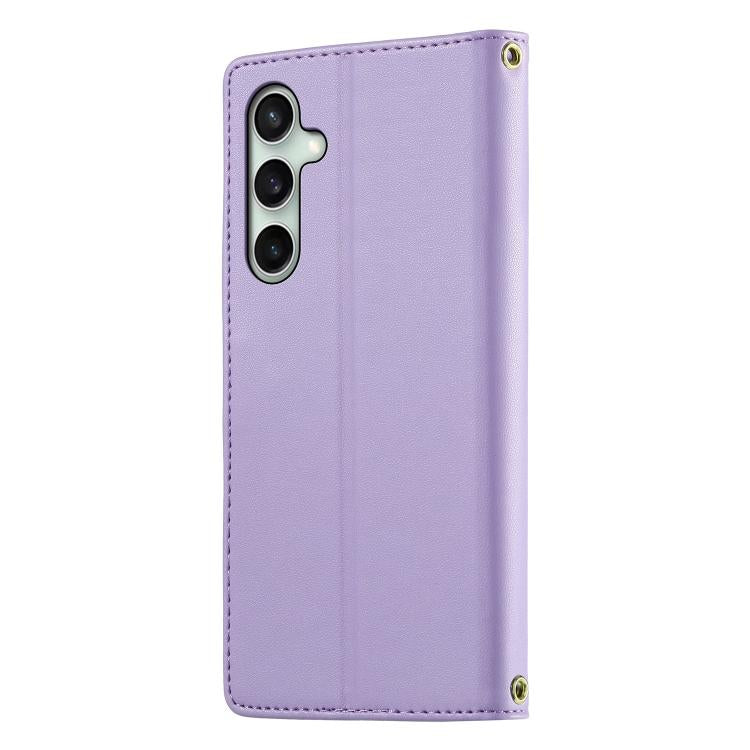 For Galaxy S24 FE 5G Cute Cats Magnetic Closure Vegan Leather Phone Case with Strap
