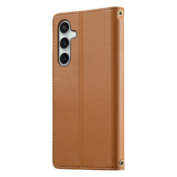 For Galaxy S24 FE 5G Cute Cats Magnetic Closure Vegan Leather Phone Case with Strap
