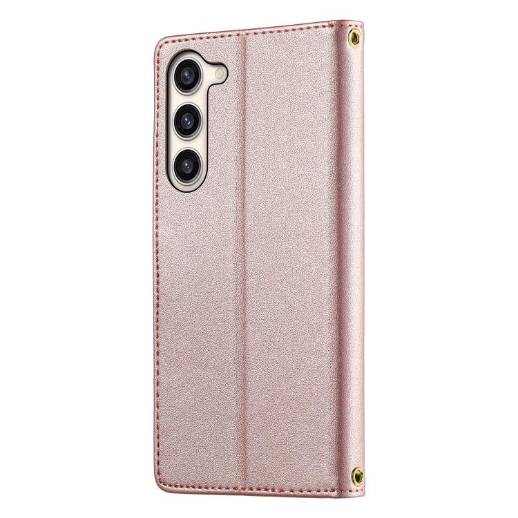 For Galaxy S23+ 5G Cute Cats Magnetic Closure Vegan Leather Phone Case with Strap