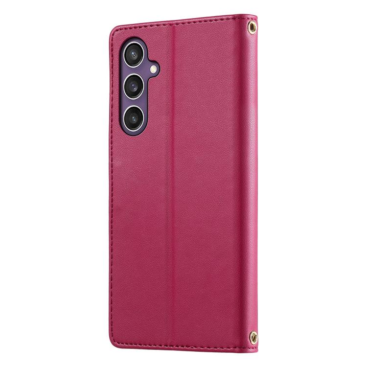 For Galaxy S23 FE 5G Cute Cats Magnetic Closure Vegan Leather Phone Case with Strap
