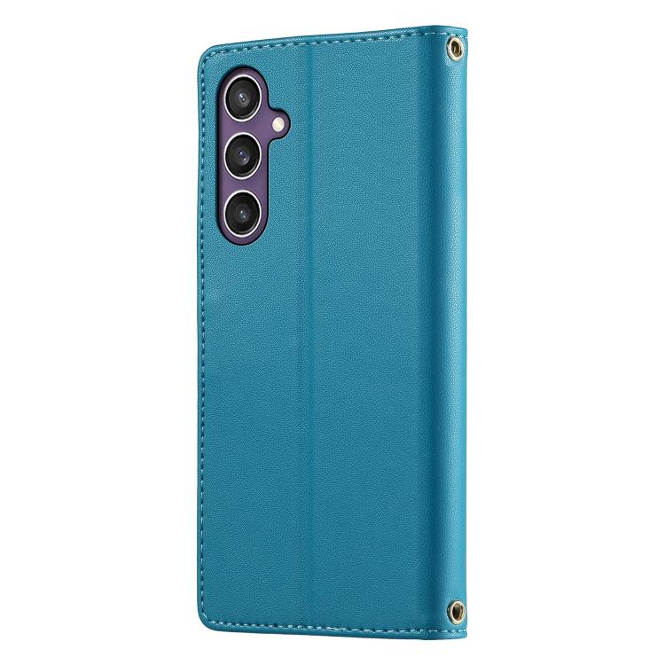 For Galaxy S23 FE 5G Cute Cats Magnetic Closure Vegan Leather Phone Case with Strap