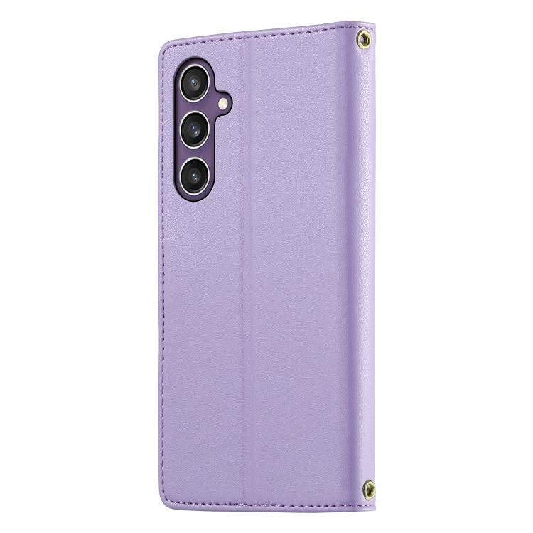 For Galaxy S23 FE 5G Cute Cats Magnetic Closure Vegan Leather Phone Case with Strap