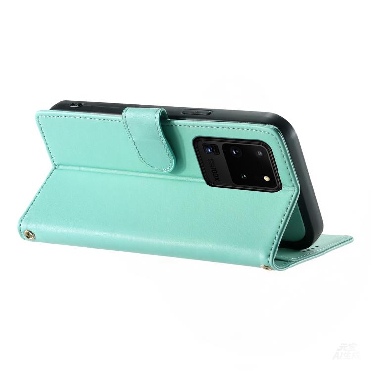 For Galaxy S20 Ultra 5G Cute Cats Magnetic Closure Vegan Leather Phone Case with Strap