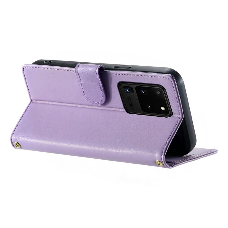 For Galaxy S20 Ultra 5G Cute Cats Magnetic Closure Vegan Leather Phone Case with Strap