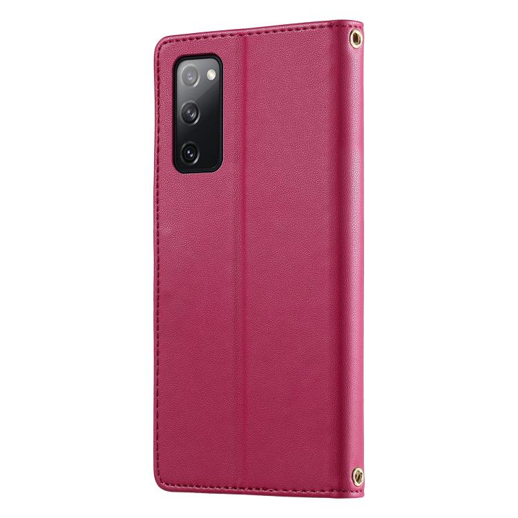 For Galaxy S20 FE Cute Cats Magnetic Closure Vegan Leather Phone Case with Strap