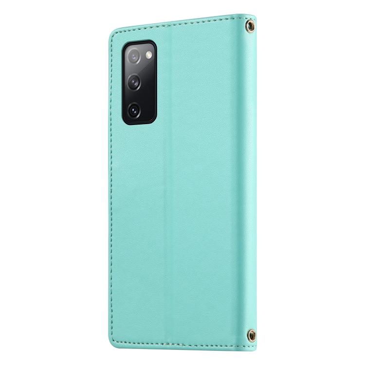 For Galaxy S20 FE Cute Cats Magnetic Closure Vegan Leather Phone Case with Strap