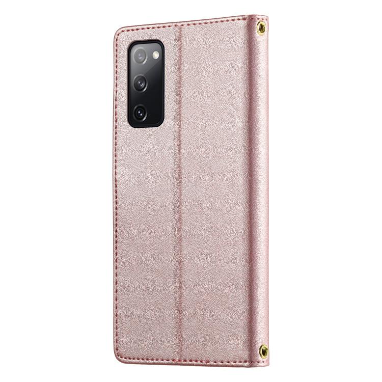 For Galaxy S20 FE Cute Cats Magnetic Closure Vegan Leather Phone Case with Strap