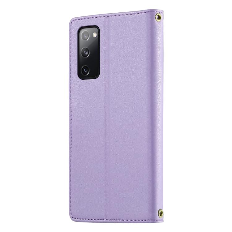 For Galaxy S20 FE Cute Cats Magnetic Closure Vegan Leather Phone Case with Strap