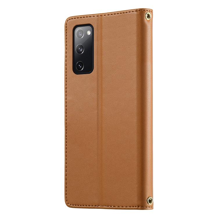 For Galaxy S20 FE Cute Cats Magnetic Closure Vegan Leather Phone Case with Strap