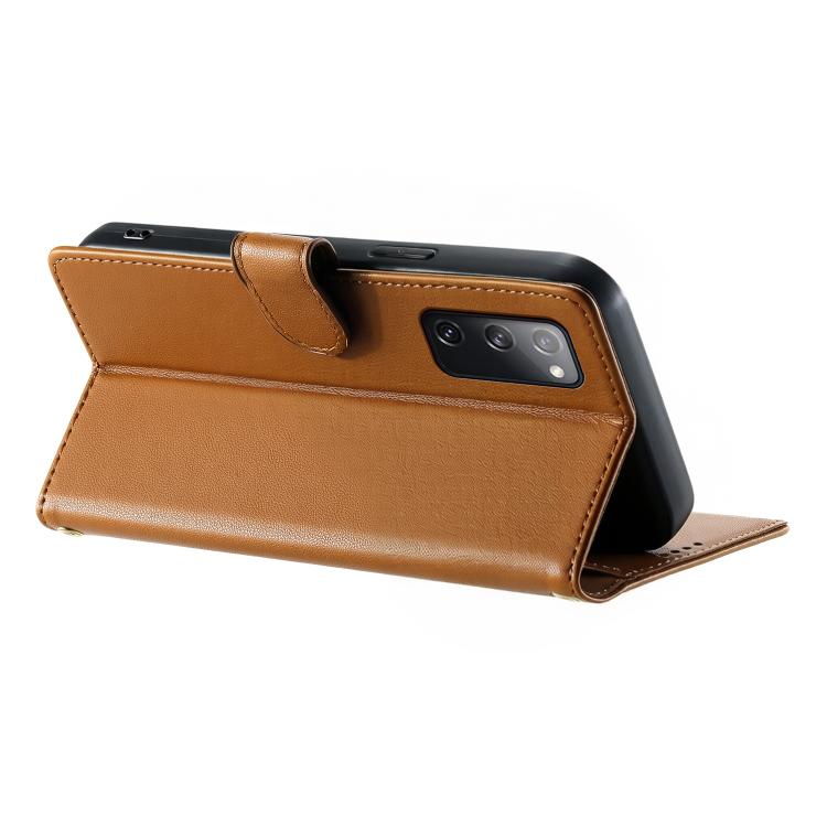 For Galaxy S20 FE Cute Cats Magnetic Closure Vegan Leather Phone Case with Strap