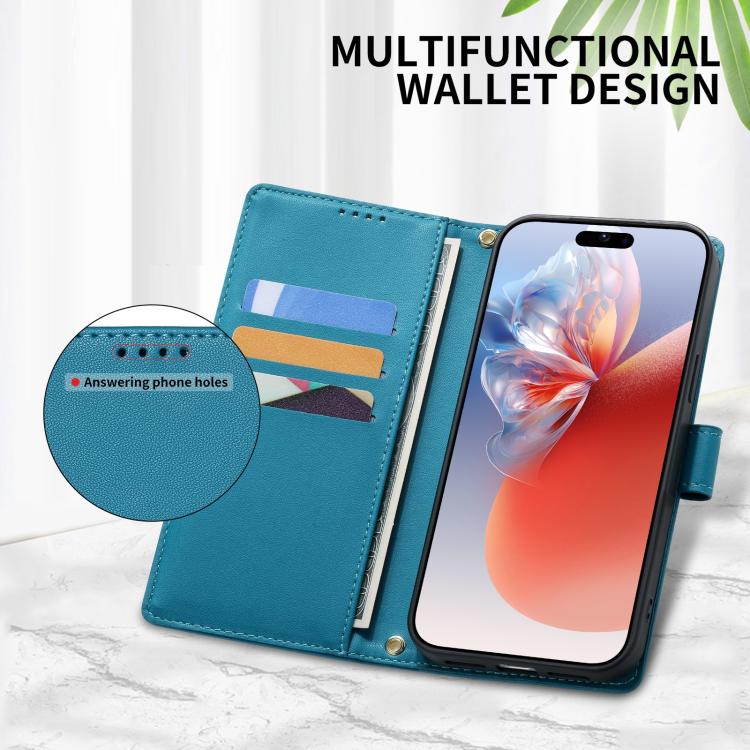 For Galaxy S20 Cute Cats Magnetic Closure Vegan Leather Phone Case with Strap