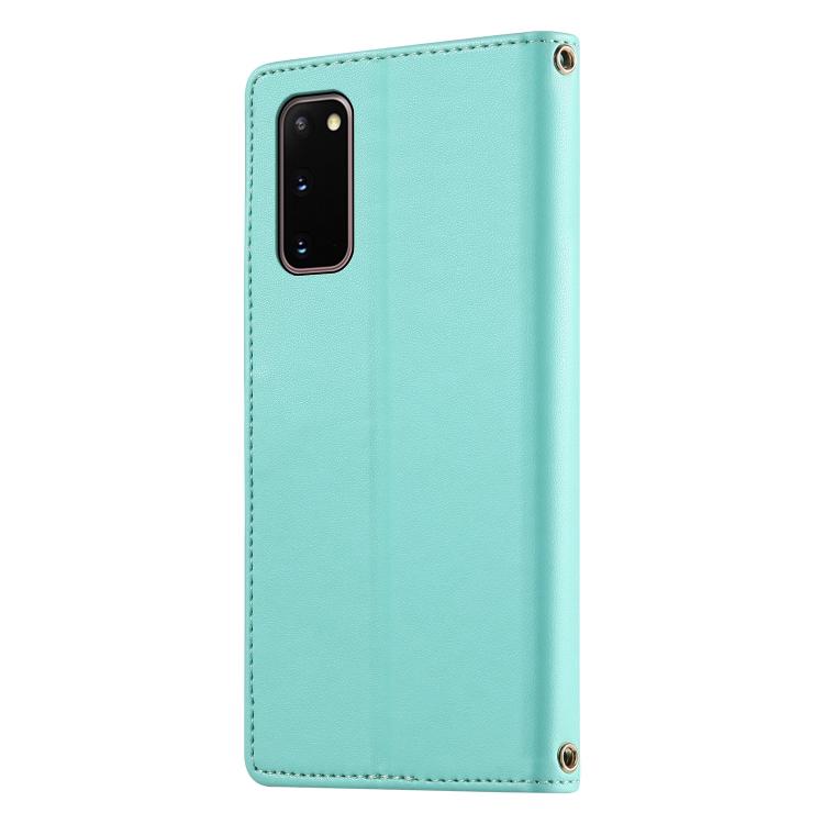 For Galaxy S20 Cute Cats Magnetic Closure Vegan Leather Phone Case with Strap