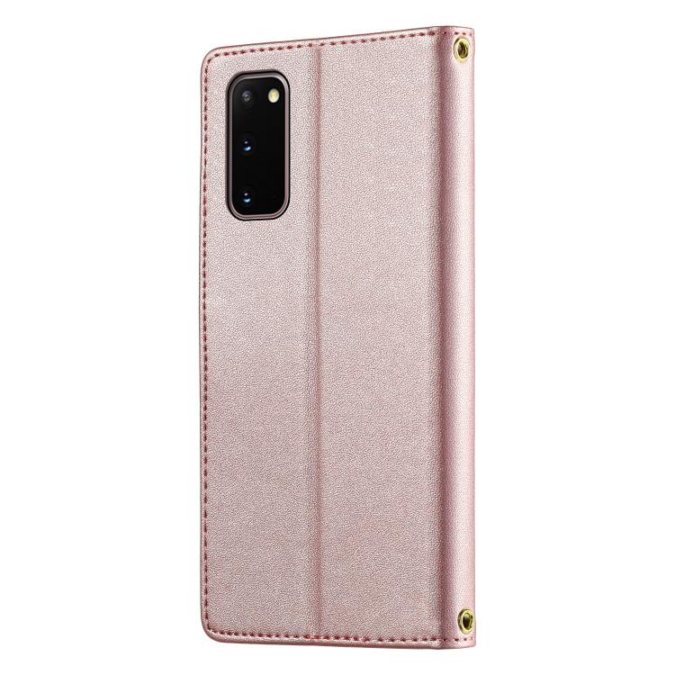 For Galaxy S20 Cute Cats Magnetic Closure Vegan Leather Phone Case with Strap