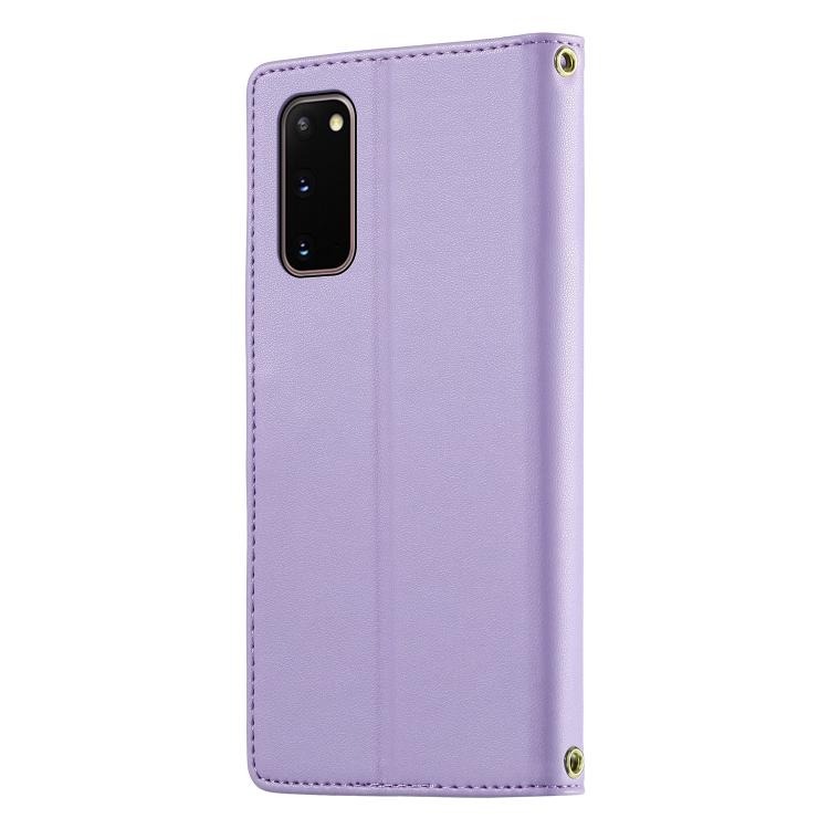 For Galaxy S20 Cute Cats Magnetic Closure Vegan Leather Phone Case with Strap