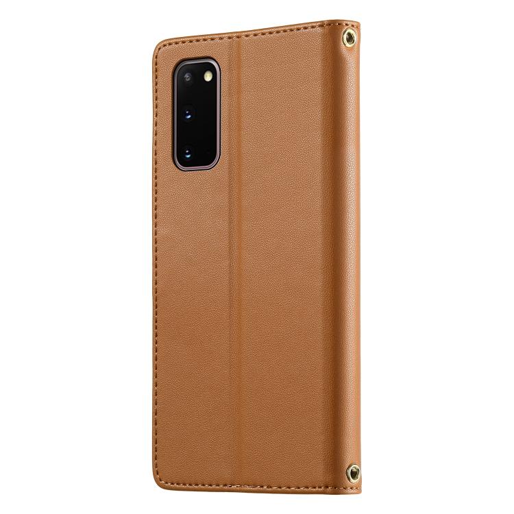 For Galaxy S20 Cute Cats Magnetic Closure Vegan Leather Phone Case with Strap