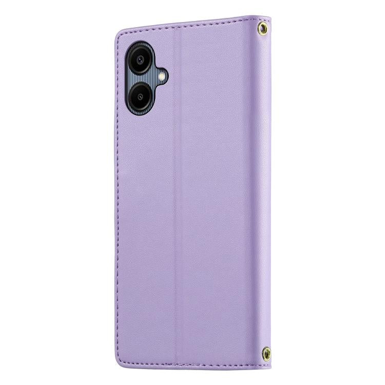 For Galaxy A06 / A07 4G / 5G Cute Cats Magnetic Closure Vegan Leather Phone Case with Strap