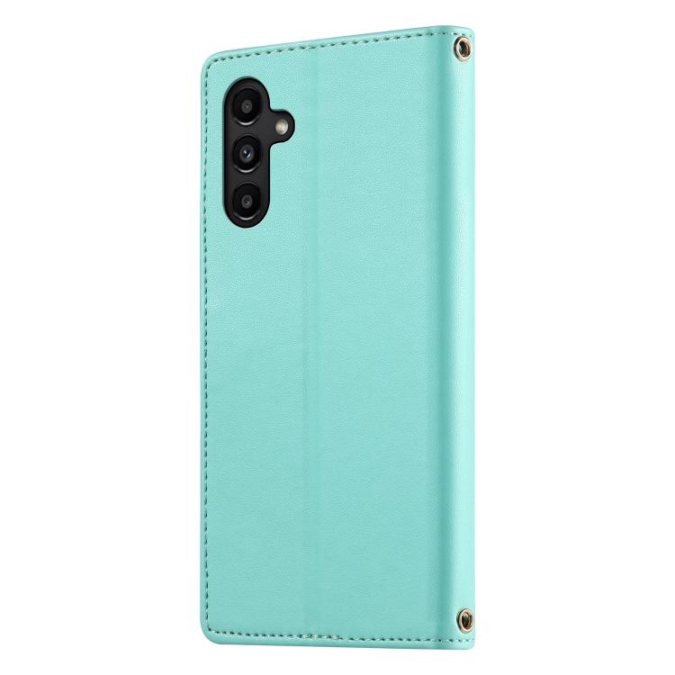 For Galaxy A14 4G / 5G Cute Cats Magnetic Closure Vegan Leather Phone Case with Strap