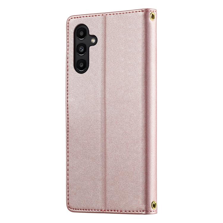 For Galaxy A14 4G / 5G Cute Cats Magnetic Closure Vegan Leather Phone Case with Strap