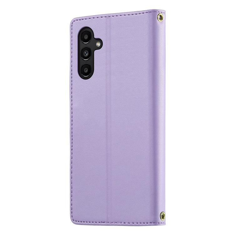 For Galaxy A14 4G / 5G Cute Cats Magnetic Closure Vegan Leather Phone Case with Strap