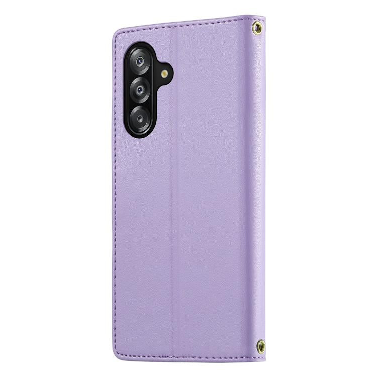 For Galaxy A17 / A16 / A26 5G Cute Cats Magnetic Closure Vegan Leather Phone Case with Strap