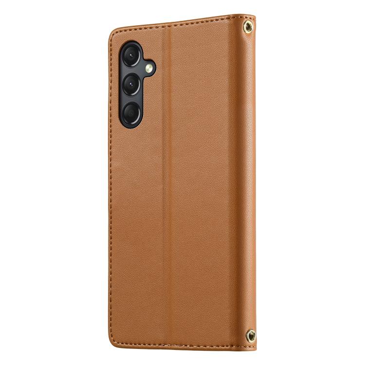 For Galaxy A24 4G Cute Cats Magnetic Closure Vegan Leather Phone Case with Strap